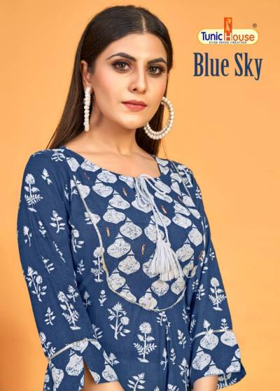 Blue Sky By Tunic House Fancy Top With Palazzo Collection